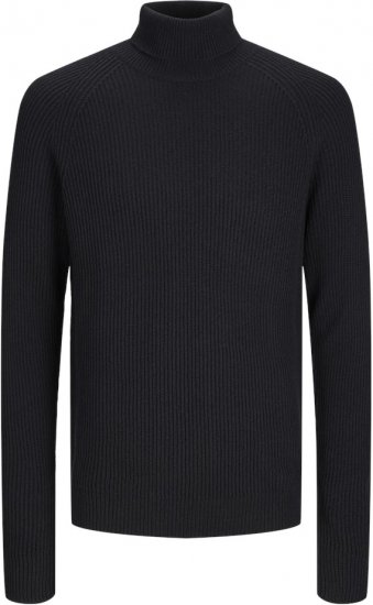 Jack & Jones PANNEL Turtleneck Knitted Sweater Black - Pulóverek & kapucnis pulóverek - Pulóverek & Kapucnis pulóver 2XL-12XL