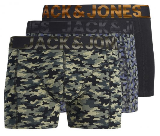 Jack & Jones JACDANNY Trunks 3-Pack Camo/Black - Alsónemű & strandruhák - Nagyméretű Alsónemű 2XL-8XL