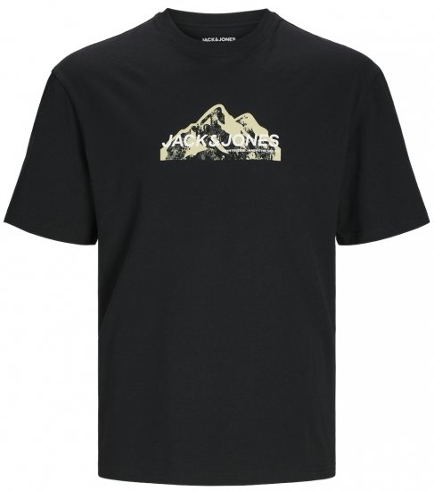 Jack & Jones JCOMOUNTAIN LOGO T-Shirt Black - Pólók - Nagyméretű pólók - 2XL-14XL