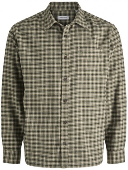 Jack & Jones Mini Check Long Sleeve Shirt Dusty Olive - Ingek - Ingek 2XL-10XL