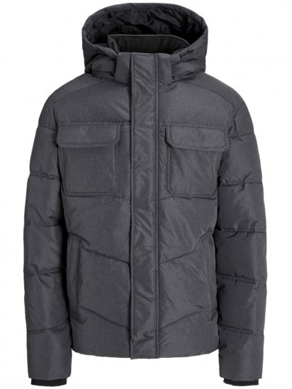 Jack & Jones Morgan Puffer Jacket Dark Grey Melange - Kabátok - Nagyméretű Kabátok - 2XL-8XL