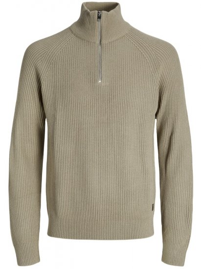 Jack & Jones Pannel Knit Half Zip Pullover Crockery - Pulóverek & kapucnis pulóverek - Pulóverek & Kapucnis pulóver 2XL-12XL
