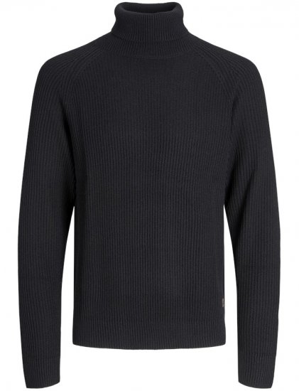 Jack & Jones Pannel Roll Neck Knit Pullover Black - Pulóverek & kapucnis pulóverek - Pulóverek & Kapucnis pulóver 2XL-12XL