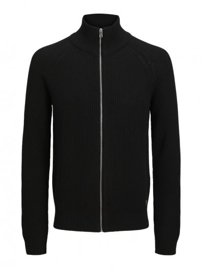 Jack & Jones Pannel Zip Knit Cardigan Black - Pulóverek & kapucnis pulóverek - Pulóverek & Kapucnis pulóver 2XL-12XL