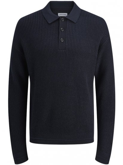 Jack & Jones Kaito Knit Polo Pullover Sky Captain - Pulóverek & kapucnis pulóverek - Pulóverek & Kapucnis pulóver 2XL-12XL