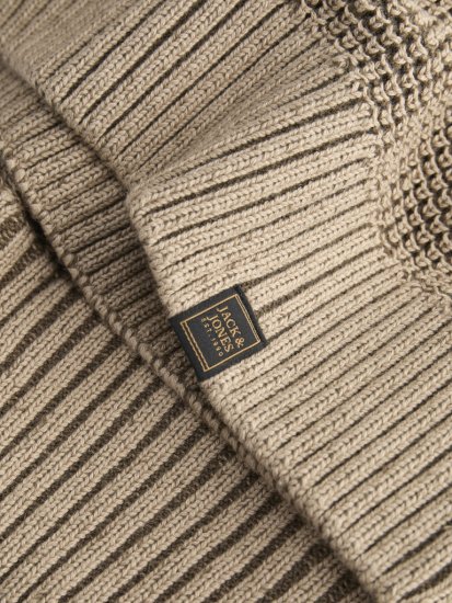 Jack & Jones Ethan High Neck Knit Pullover Crockery - Pulóverek & kapucnis pulóverek - Pulóverek & Kapucnis pulóver 2XL-12XL