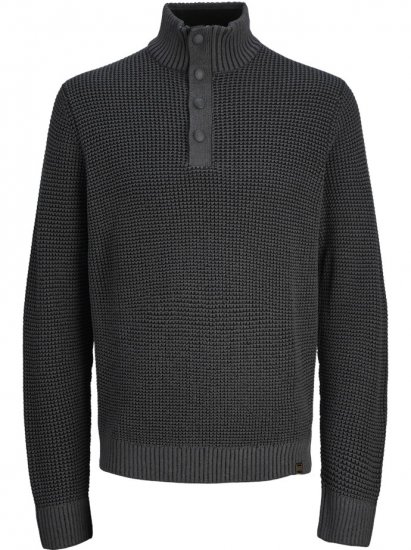 Jack & Jones Ethan High Neck Knit Pullover Black - Pulóverek & kapucnis pulóverek - Pulóverek & Kapucnis pulóver 2XL-12XL
