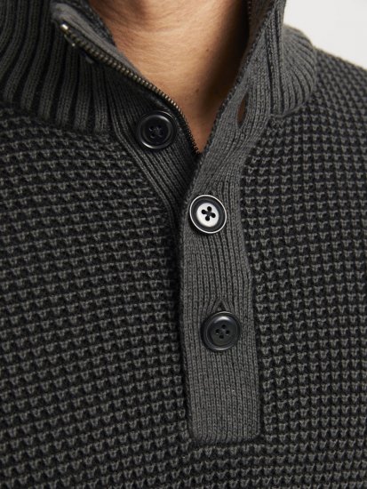 Jack & Jones Ethan High Neck Knit Pullover Black - Pulóverek & kapucnis pulóverek - Pulóverek & Kapucnis pulóver 2XL-12XL
