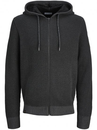 Jack & Jones Zip Knit Hoodie Black - Pulóverek & kapucnis pulóverek - Pulóverek & Kapucnis pulóver 2XL-12XL