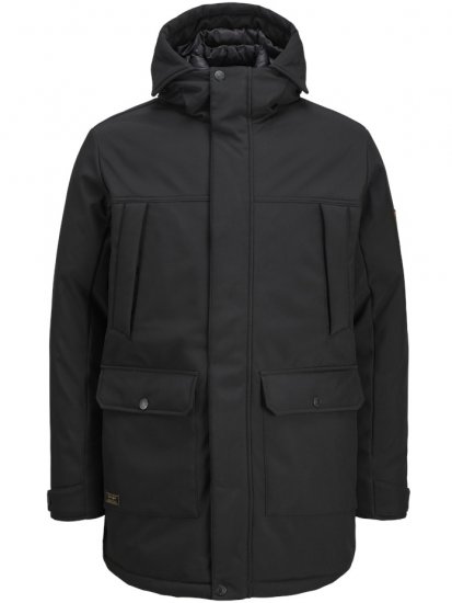 Jack & Jones Finn Softshell Parka Black - Kabátok - Nagyméretű Kabátok - 2XL-8XL