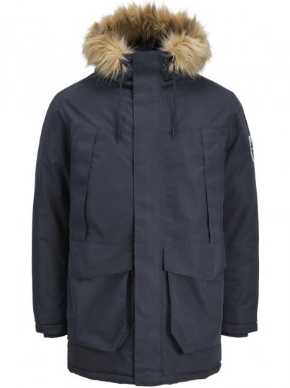 Jack & Jones Camp Faux Fur Parka Dark Navy - Kabátok - Nagyméretű Kabátok - 2XL-8XL