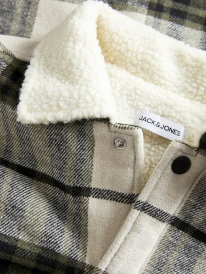 Jack & Jones Zac Teddy Long Sleeve Overshirt Jacket Dusty Olive - Kabátok - Nagyméretű Kabátok - 2XL-8XL