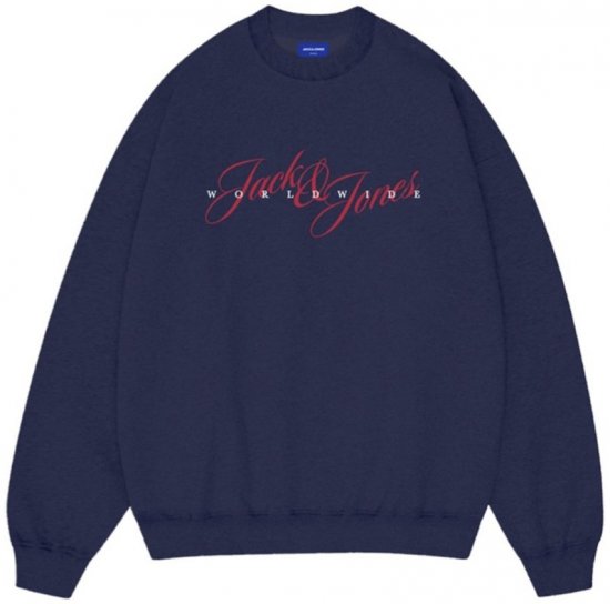 Jack & Jones Wood Crew Neck Sweatshirt Ocean Cavern - Pulóverek & kapucnis pulóverek - Pulóverek & Kapucnis pulóver 2XL-12XL