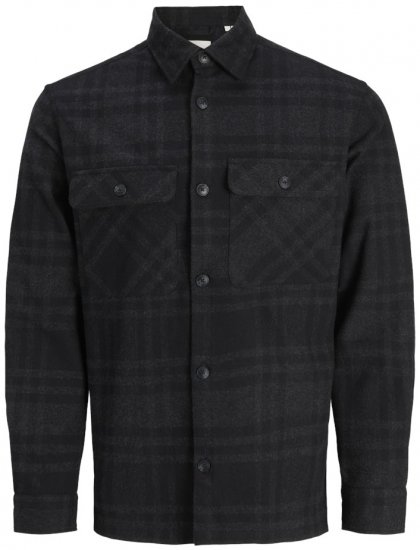 Jack & Jones Rayle Melange Check Long Sleeve Overshirt Black Beauty - Ingek - Ingek 2XL-10XL