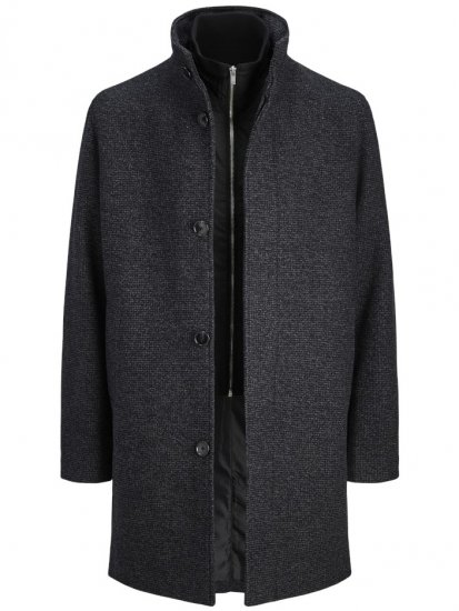 Jack & Jones Keith Standcollar Wool Blend Jacket Charcoal Grey - Kabátok - Nagyméretű Kabátok - 2XL-8XL