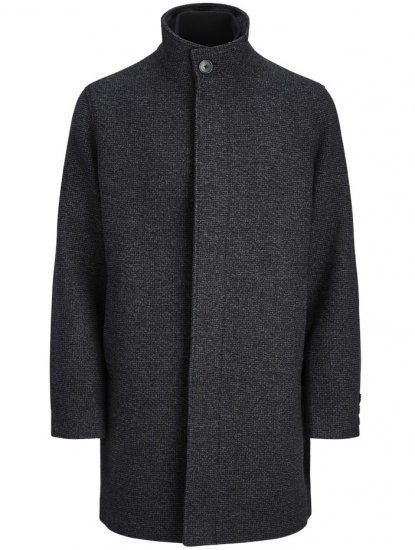 Jack & Jones Keith Standcollar Wool Blend Jacket Charcoal Grey - Kabátok - Nagyméretű Kabátok - 2XL-8XL
