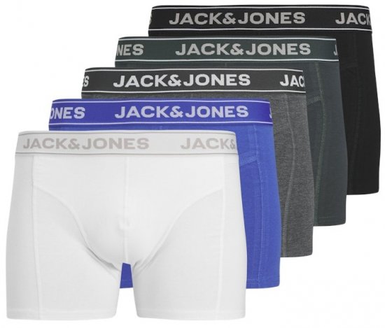 Jack & Jones Black Friday Trunks 5-Pack Black Grey Blue White - Alsónemű & strandruhák - Nagyméretű Alsónemű 2XL-8XL
