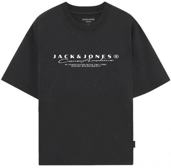 Jack & Jones Point Branding Crew Neck T-Shirt Black - Nyomtatott pólók - Nyomtatott pólók - 2XL-8XL