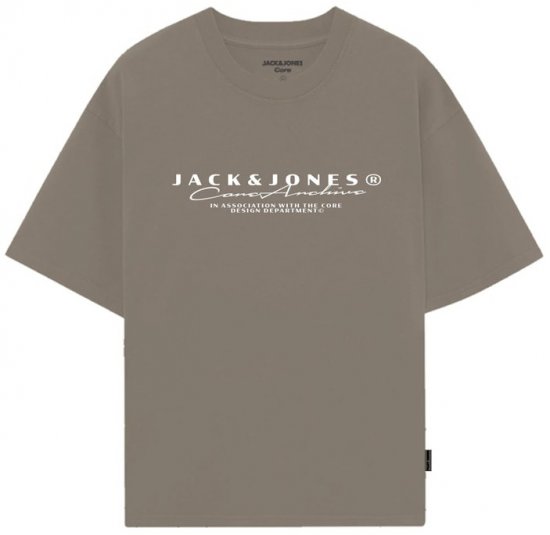 Jack & Jones Point Branding Crew Neck T-Shirt Desert Taupe - Pólók - Nagyméretű pólók - 2XL-14XL
