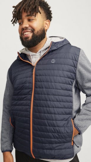 Jack & Jones MULTI QUILTED SET-IN Sleeves Jacket Grey Melange - Kabátok - Nagyméretű Kabátok - 2XL-8XL