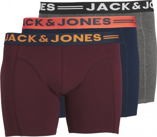 Jack & Jones LICHFIELD Trunks 3-Pack Burgundy - Alsónemű & strandruhák - Nagyméretű Alsónemű 2XL-8XL