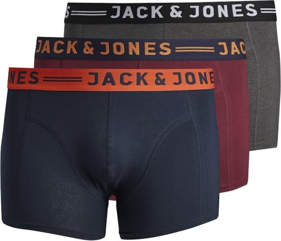 Jack & Jones LICHFIELD Trunks 3-Pack Burgundy - Alsónemű & strandruhák - Nagyméretű Alsónemű 2XL-8XL