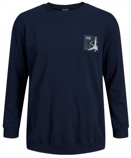 Jack & Jones JCOFILO Crew Neck Sweater with Back Print Navy Blazer - Pulóverek & kapucnis pulóverek - Pulóverek & Kapucnis pulóver 2XL-12XL