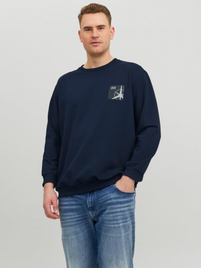 Jack & Jones JCOFILO Crew Neck Sweater with Back Print Navy Blazer - Pulóverek & kapucnis pulóverek - Pulóverek & Kapucnis pulóver 2XL-12XL