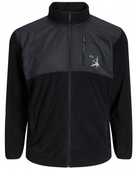Jack & Jones JCOFILO POLARFLEECE with Zipper Black - Pulóverek & kapucnis pulóverek - Pulóverek & Kapucnis pulóver 2XL-12XL