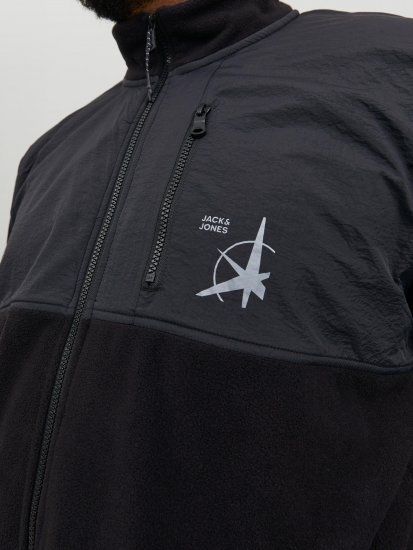 Jack & Jones JCOFILO POLARFLEECE with Zipper Black - Pulóverek & kapucnis pulóverek - Pulóverek & Kapucnis pulóver 2XL-12XL