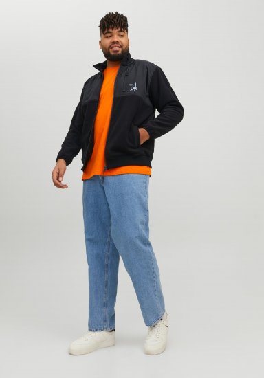 Jack & Jones JCOFILO POLARFLEECE with Zipper Black - Pulóverek & kapucnis pulóverek - Pulóverek & Kapucnis pulóver 2XL-12XL