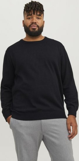 Jack & Jones BASIC Knitted Sweater Black - Pulóverek & kapucnis pulóverek - Pulóverek & Kapucnis pulóver 2XL-12XL
