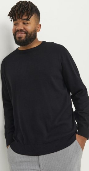Jack & Jones BASIC Knitted Sweater Black - Pulóverek & kapucnis pulóverek - Pulóverek & Kapucnis pulóver 2XL-12XL