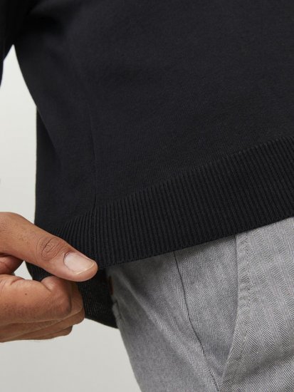 Jack & Jones BASIC Knitted Sweater Black - Pulóverek & kapucnis pulóverek - Pulóverek & Kapucnis pulóver 2XL-12XL