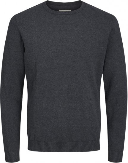 Jack & Jones BASIC Knitted Sweater Dark Grey Melange - Pulóverek & kapucnis pulóverek - Pulóverek & Kapucnis pulóver 2XL-12XL