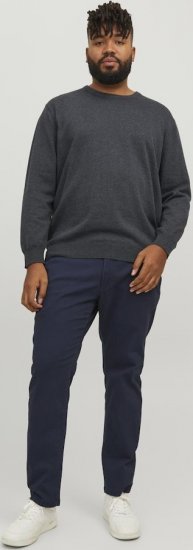 Jack & Jones BASIC Knitted Sweater Dark Grey Melange - Pulóverek & kapucnis pulóverek - Pulóverek & Kapucnis pulóver 2XL-12XL