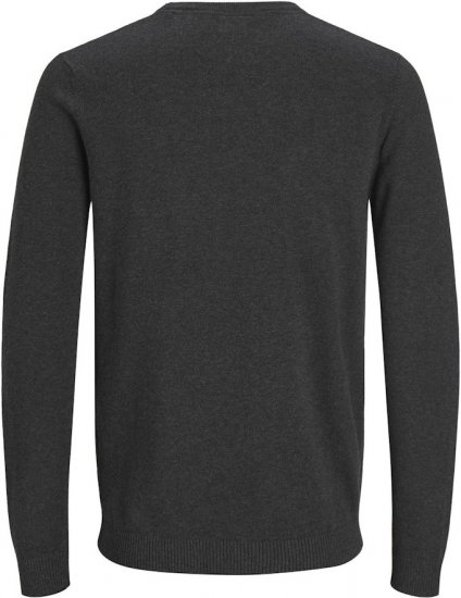 Jack & Jones BASIC Knitted Sweater Dark Grey Melange - Pulóverek & kapucnis pulóverek - Pulóverek & Kapucnis pulóver 2XL-12XL