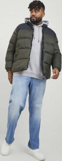 Jack & Jones BRADLEY Hoodie Light Grey Melange - Pulóverek & kapucnis pulóverek - Pulóverek & Kapucnis pulóver 2XL-12XL