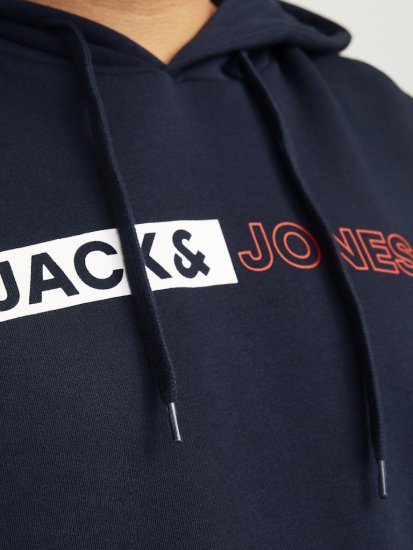 Jack & Jones CORP LOGO PLAY 5 Print Hoodie Navy Blazer - Pulóverek & kapucnis pulóverek - Pulóverek & Kapucnis pulóver 2XL-12XL