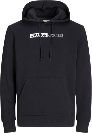 Jack & Jones CORP LOGO PLAY 5 Print Hoodie Black - Pulóverek & kapucnis pulóverek - Pulóverek & Kapucnis pulóver 2XL-12XL
