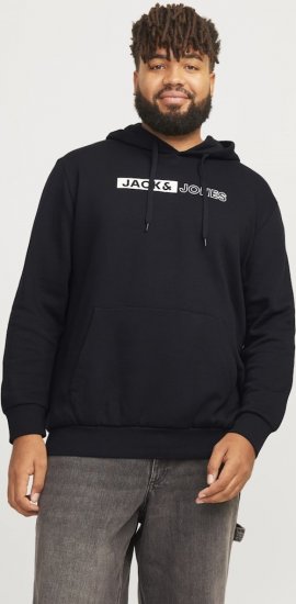 Jack & Jones CORP LOGO PLAY 5 Print Hoodie Black - Pulóverek & kapucnis pulóverek - Pulóverek & Kapucnis pulóver 2XL-12XL