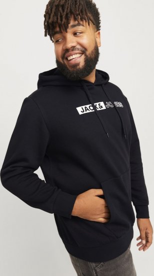 Jack & Jones CORP LOGO PLAY 5 Print Hoodie Black - Pulóverek & kapucnis pulóverek - Pulóverek & Kapucnis pulóver 2XL-12XL