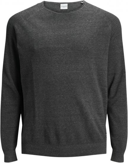 Jack & Jones HILL Knitted Sweater Dark Grey Melange - Pulóverek & kapucnis pulóverek - Pulóverek & Kapucnis pulóver 2XL-12XL
