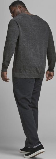Jack & Jones HILL Knitted Sweater Dark Grey Melange - Pulóverek & kapucnis pulóverek - Pulóverek & Kapucnis pulóver 2XL-12XL