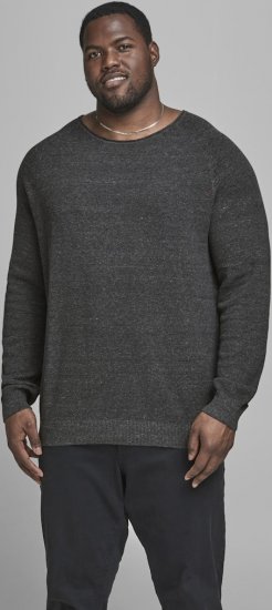 Jack & Jones HILL Knitted Sweater Dark Grey Melange - Pulóverek & kapucnis pulóverek - Pulóverek & Kapucnis pulóver 2XL-12XL