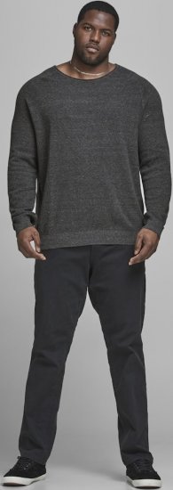 Jack & Jones HILL Knitted Sweater Dark Grey Melange - Pulóverek & kapucnis pulóverek - Pulóverek & Kapucnis pulóver 2XL-12XL