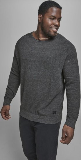 Jack & Jones HILL Knitted Sweater Dark Grey Melange - Pulóverek & kapucnis pulóverek - Pulóverek & Kapucnis pulóver 2XL-12XL