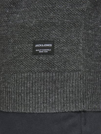Jack & Jones HILL Knitted Sweater Dark Grey Melange - Pulóverek & kapucnis pulóverek - Pulóverek & Kapucnis pulóver 2XL-12XL