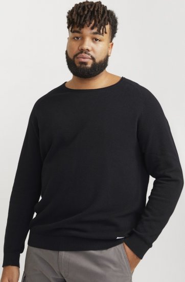 Jack & Jones HILL Knitted Sweater Black - Pulóverek & kapucnis pulóverek - Pulóverek & Kapucnis pulóver 2XL-12XL