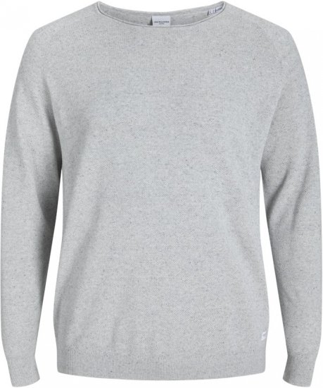 Jack & Jones HILL Knitted Sweater Light Grey Melange - Pulóverek & kapucnis pulóverek - Pulóverek & Kapucnis pulóver 2XL-12XL